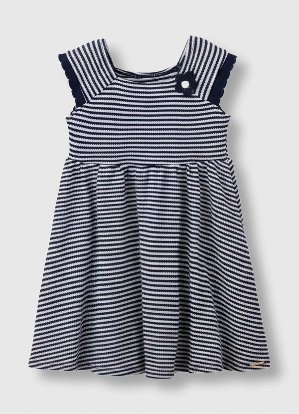 Carinhoso - Vestido Acinturado em Tricot Azul Marinho