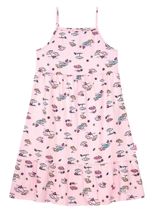 Duduka - Vestido  Alça com Babado Rosa - DUDUKA
