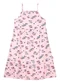 Duduka - Vestido  Estampa Flores com Amarração  Bege - variação: Rosa