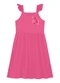 Duduka - Vestido  Estampa Flores com Amarração  Bege - variação: Rosa