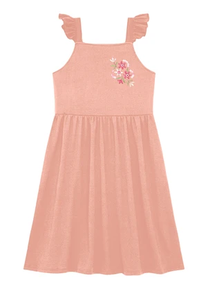 Duduka - Vestido  Alça com Bordado de  e Babado Rosa - DUDUKA