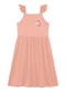Duduka - Vestido  Estampa Flores com Amarração  Bege - variação: Rosa