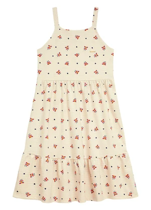 Duduka - Vestido  Alça com Elástico Estampa Libélula Bege - DUDUKA
