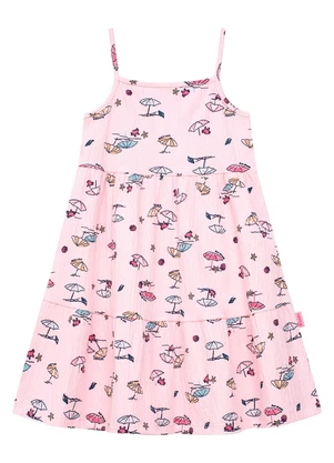 Duduka - Vestido Alça Estampa Rotativa Praia Rosa - DUDUKA