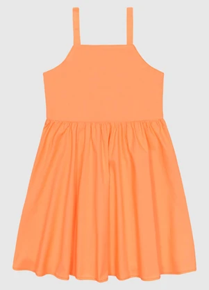 Carinhoso - Vestido Alça Fina em Tricoline Laranja - CARINHOSO