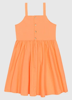 Carinhoso - Vestido Alça Fina em Tricoline Laranja - CARINHOSO