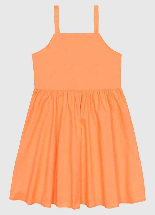 Carinhoso - Vestido Alça Fina em Tricoline Laranja