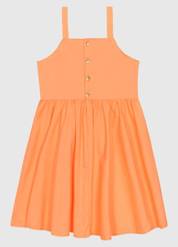 Carinhoso - Vestido Alça Fina em Tricoline Laranja 2