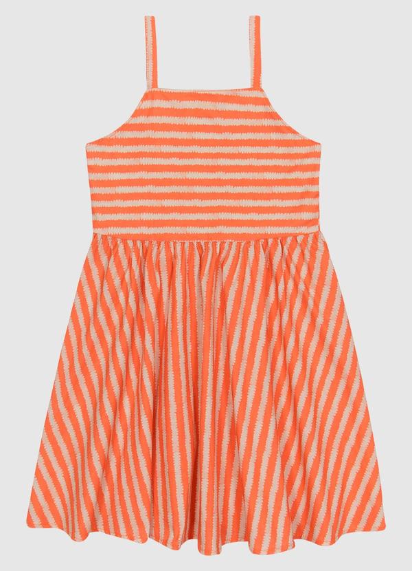 Carinhoso - Vestido Alça Fina em Tricoline Laranja