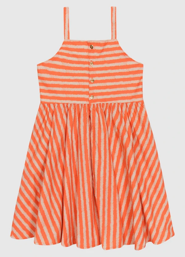Carinhoso - Vestido Alça Fina em Tricoline Laranja 2
