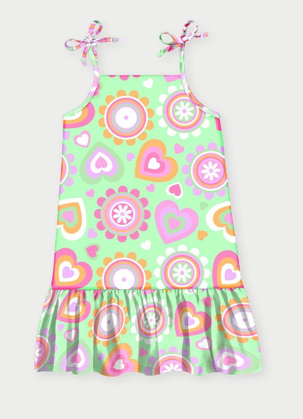 Abrange - Vestido Alcinha Menina Floral Verde 1