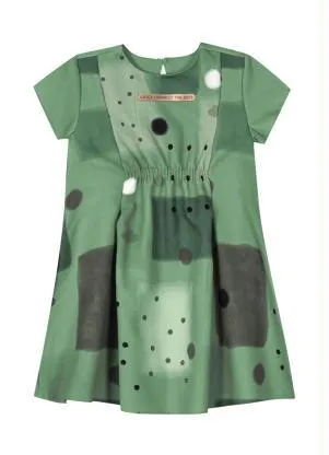 Lilica Ripilica - Vestido Alfaiataria Manga Curta Infantil Verde - LILICA RIPILICA