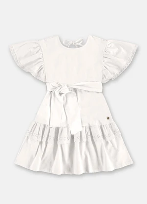 Up Baby - Vestido Algodão Detalhe Renda Branco - UP BABY