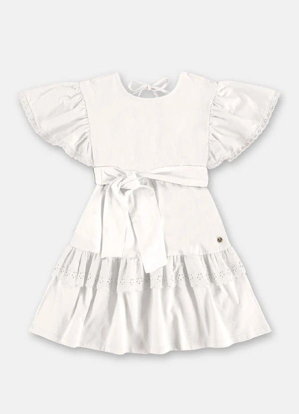 Up Baby - Vestido Algodão Detalhe Renda Branco 2