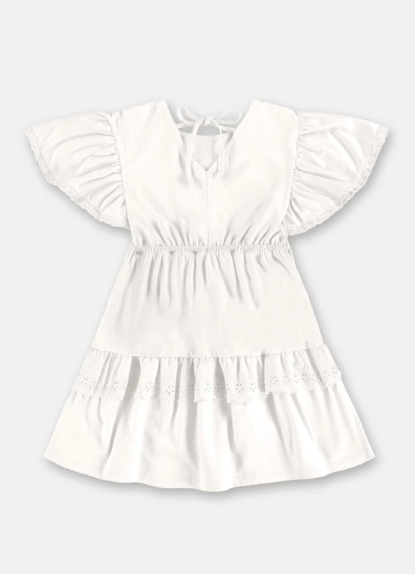 Up Baby - Vestido Algodão Detalhe Renda Branco 3