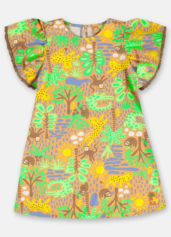 Up Baby - Vestido Algodão Manga Evasê Marrom 2