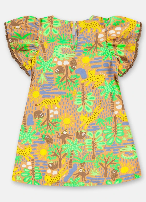 Up Baby - Vestido Algodão Manga Evasê Marrom 3