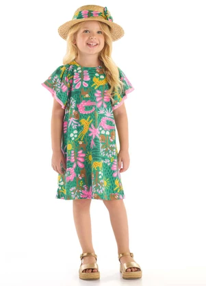 Up Baby - Vestido Algodão Manga Evasê Verde - UP BABY