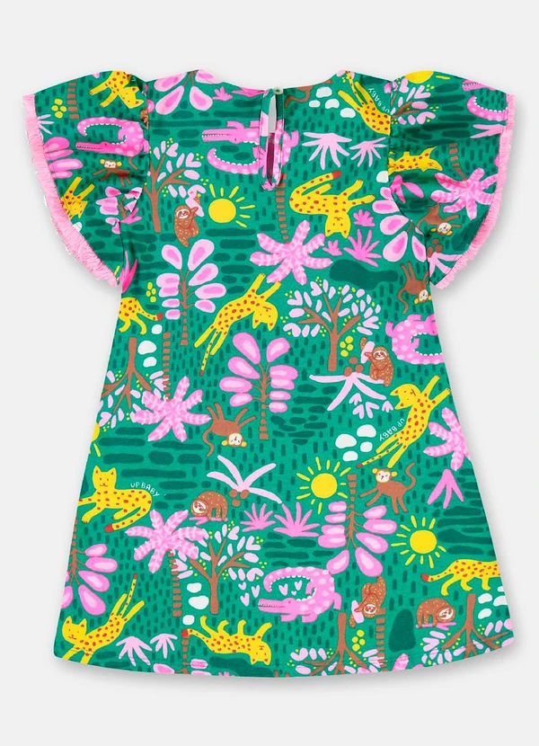 Up Baby - Vestido Algodão Manga Evasê Verde 3