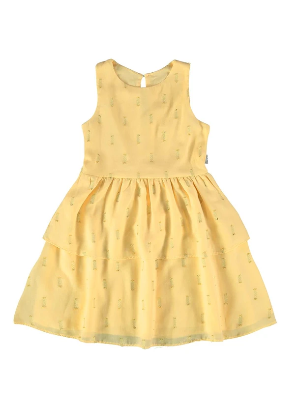 Malwee Kids - Vestido Amarelo Acinturado em Plumetis