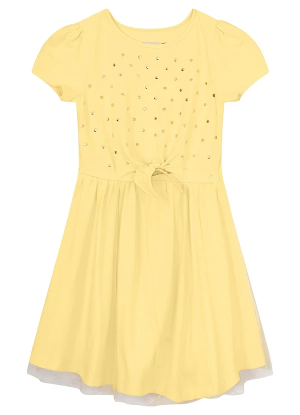 Carinhoso - Vestido Amarelo com Tule e Lantejoulas Menina 2