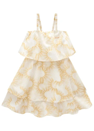 Carinhoso - Vestido Amarelo Curto Geométrico Metalizado - CARINHOSO