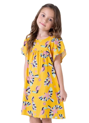 Malwee Kids - Vestido Amarelo Evasê Araras - MALWEE KIDS