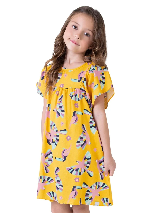 Malwee Kids - Vestido Amarelo Evasê Araras