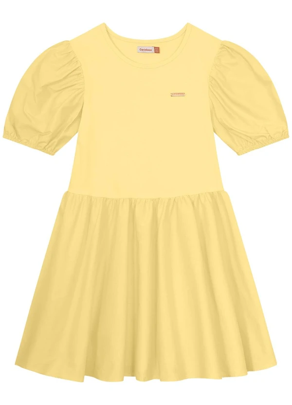 Carinhoso - Vestido Amarelo Evasê em Cotton Menina 1