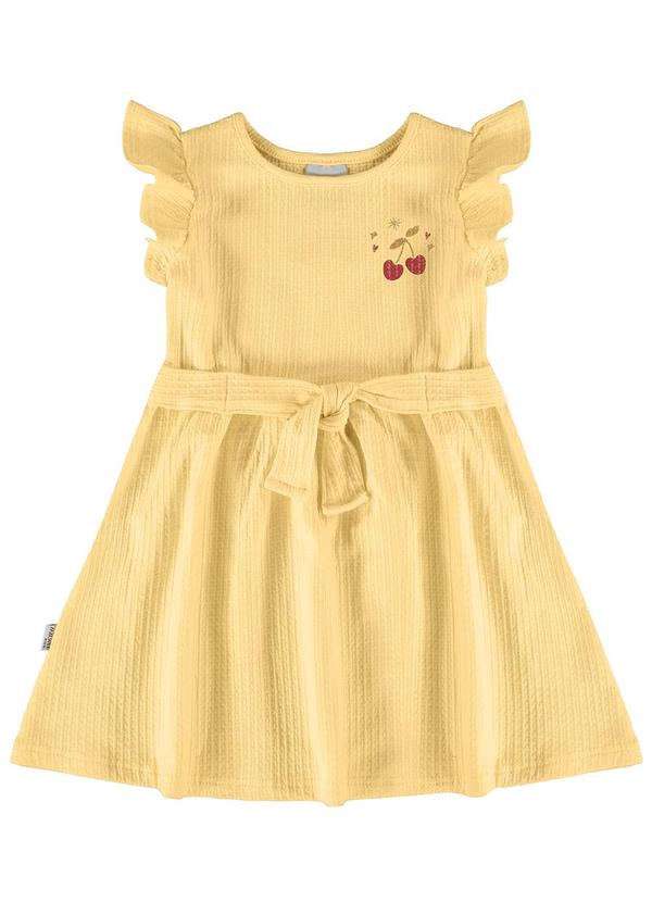 Malwee Kids - Vestido Amarelo Evasê Texturizado