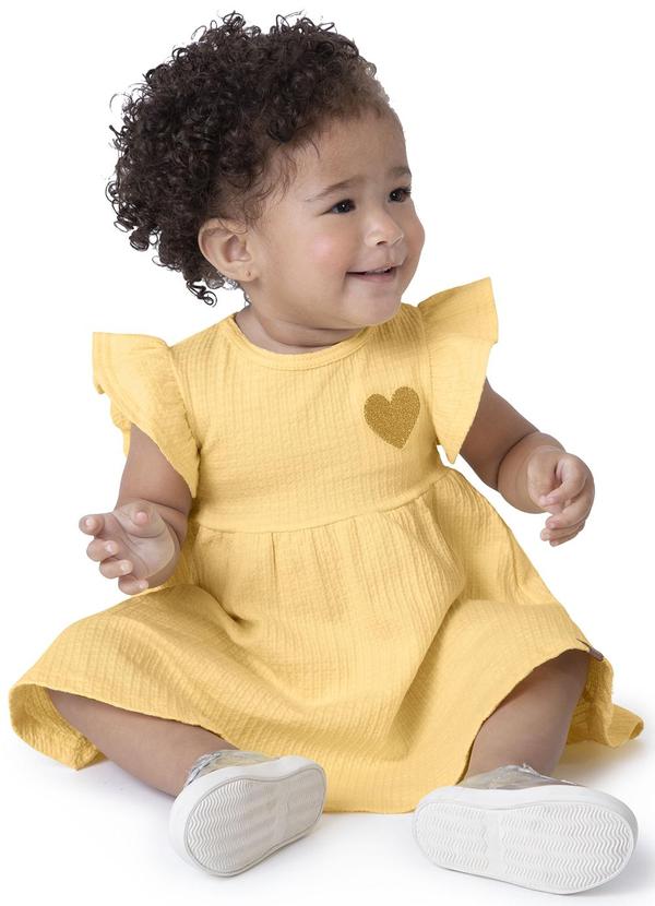 Malwee Kids - Vestido Amarelo Godê Coração