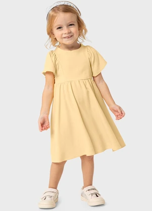 Carinhoso - Vestido Amarelo Godê em Crepe - CARINHOSO