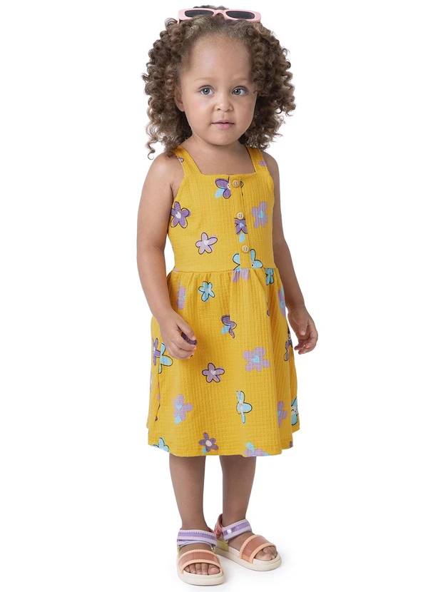 Malwee Kids - Vestido Amarelo Godê Floral