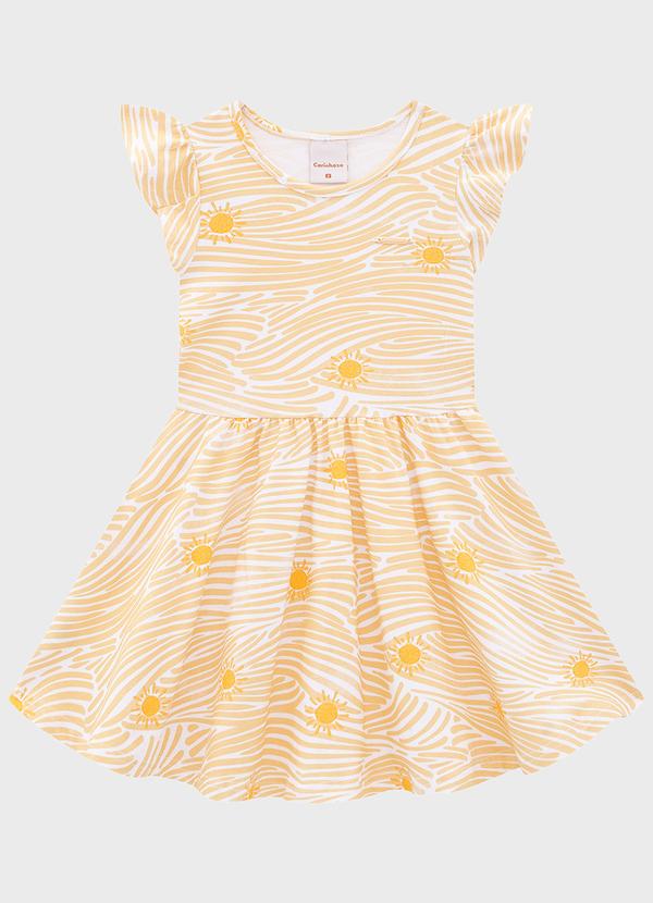 Carinhoso - Vestido Amarelo Godê Sol com Metalizado