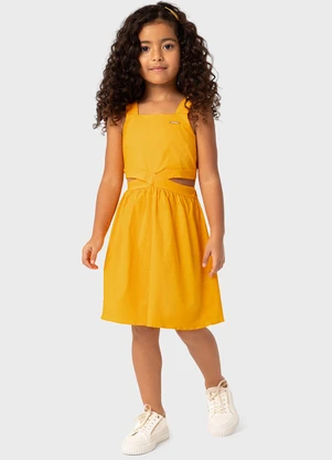 Carinhoso - Vestido Amarelo Mostarda Curto com Transpasse - CARINHOSO