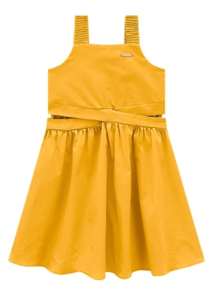 Carinhoso - Vestido Amarelo Mostarda Curto com Transpasse - CARINHOSO