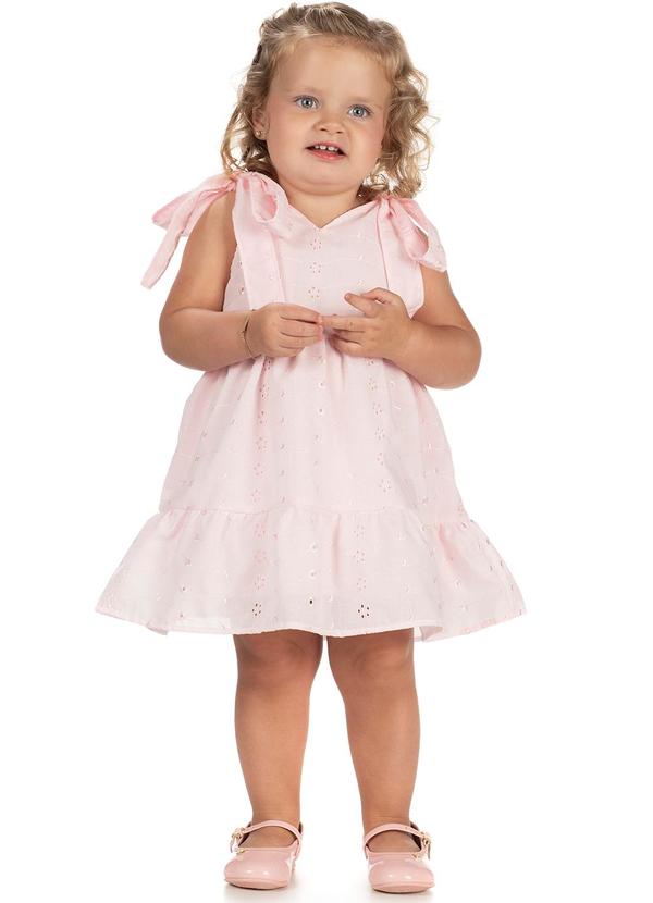 Amada - Vestido Amarração Bordado Rosa