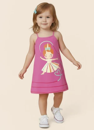 Malwee Kids - Vestido Amplo Bailarina Encantada Rosa - MALWEE KIDS