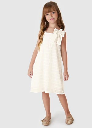 Carinhoso - Vestido Amplo com Laço Off White - CARINHOSO