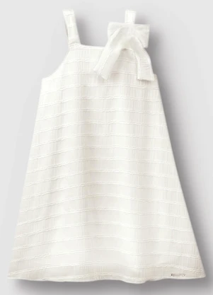 Carinhoso - Vestido Amplo com Laço Off White - CARINHOSO
