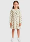 Carinhoso - Vestido Amplo Corações em Moletom Marrom - variação: Off White