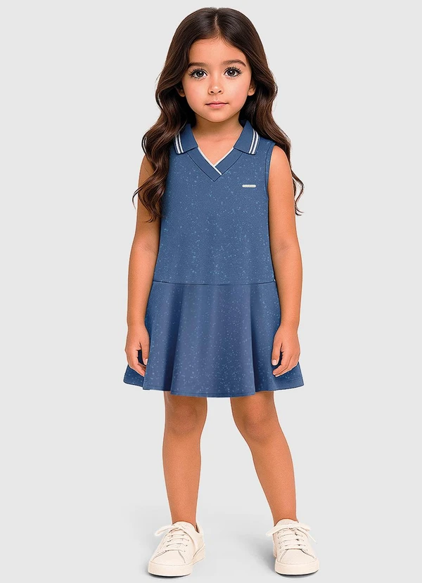 Carinhoso - Vestido Amplo Curto com Glitter Azul Pastel