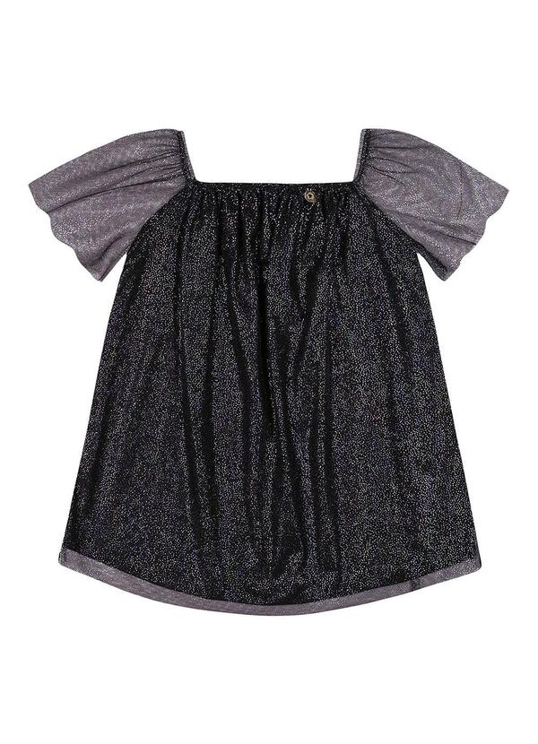 Alenice - Vestido Amplo Delicado Menina Preto