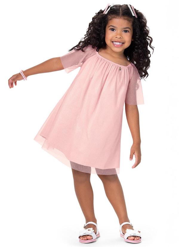 Alenice - Vestido Amplo Delicado Menina Rosa 