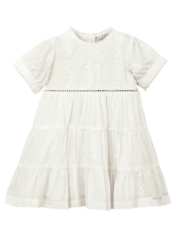 Carinhoso - Vestido Amplo em Laíse com Bordado Off White