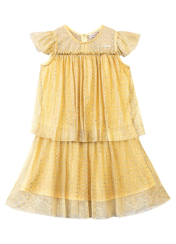 Carinhoso - Vestido Amplo em Lantejoula Amarelo