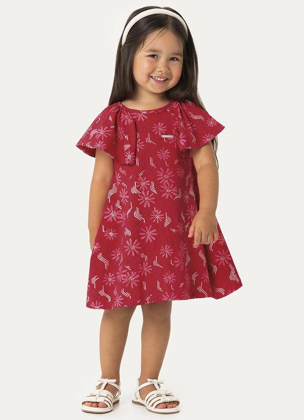 Carinhoso - Vestido Amplo Floral Metalizado Vermelho