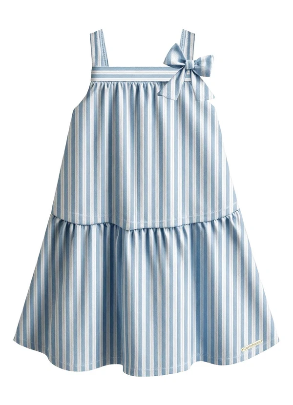 Carinhoso - Vestido Amplo Listrado com Lurex Azul 2