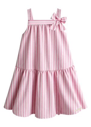 Carinhoso - Vestido Amplo Listrado com Lurex Rosa - CARINHOSO