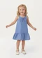 Carinhoso - Vestido Amplo Maquinetado com Laço Rosa - variação: Azul